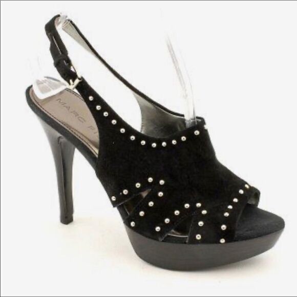 Marc Fisher Teron Suede Studded Platform Slingback Heels - Picture 1 of 11